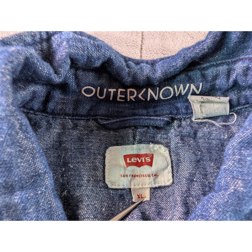 Levis x Outerknown Mens XL Denim Sashiko Western Shirt Indigo Blue 21349-0014 - Picture 3 of 9
